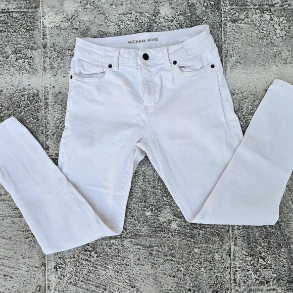 Michael Kors Women Jeans White Cotton Denim Jeans Size 4 - Picture 1 of 11